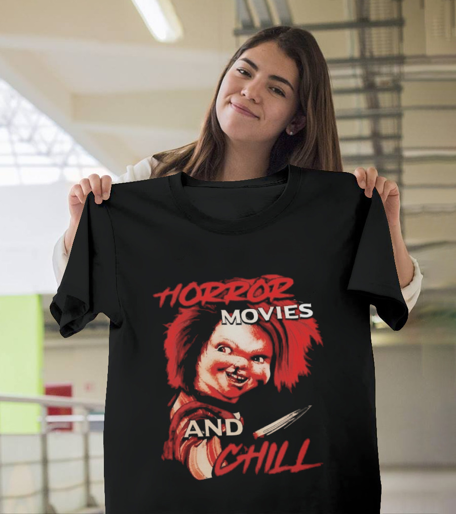 Chucky Horror Movies And Chill Knife Wielding Doll T-Shirt