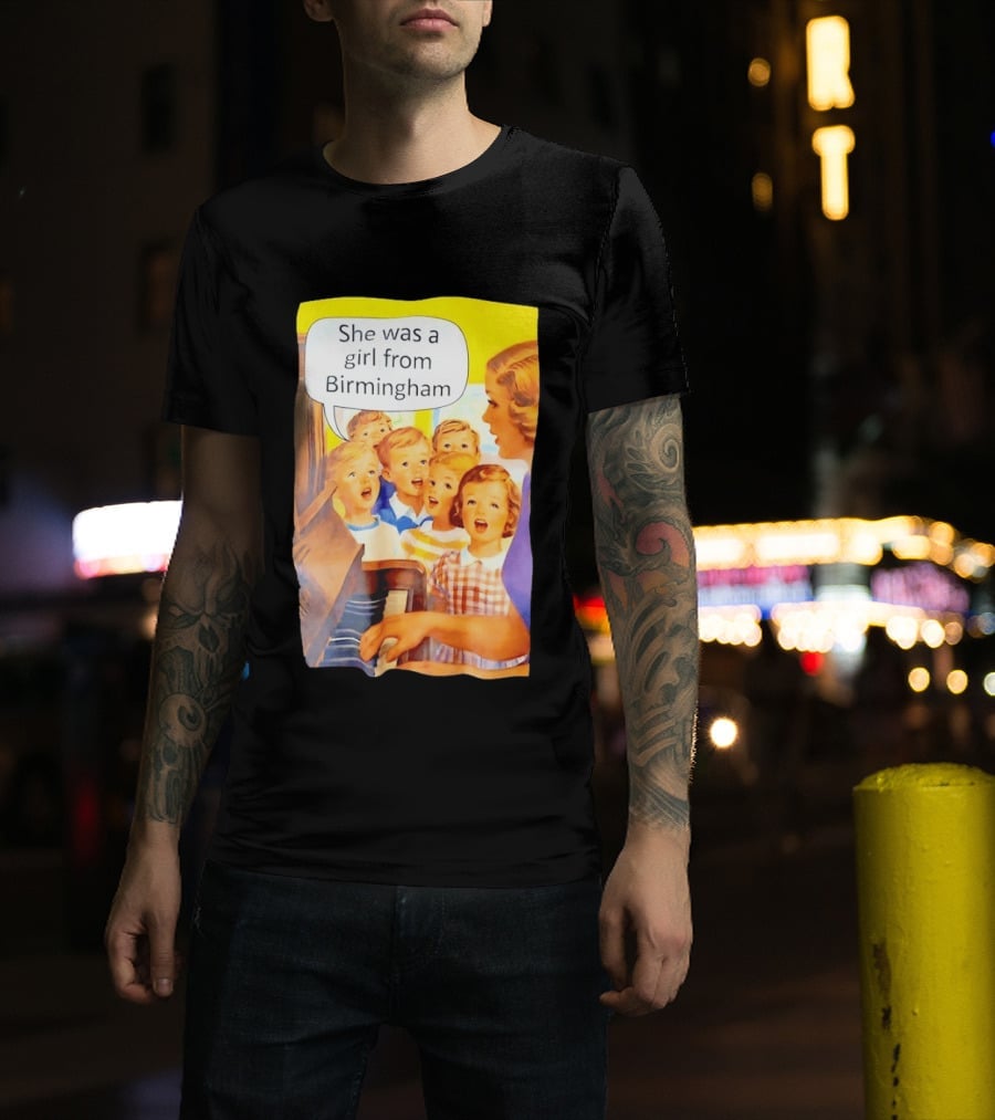 She Was A Girl From Birmingham Retro Comic Style Classroom Scene T-Shirt