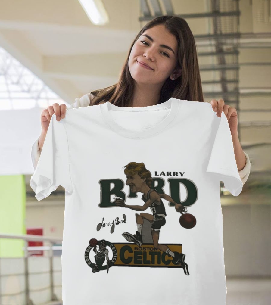 Larry Bird Boston Celtics Caricature Basketball Legends T-Shirt