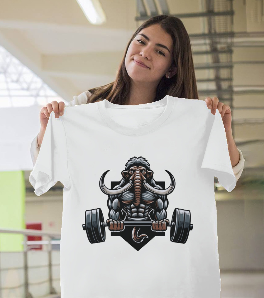 Elephant Weight Lifting Body Builder Mammoth Muscles Strength Fitness T-Shirt