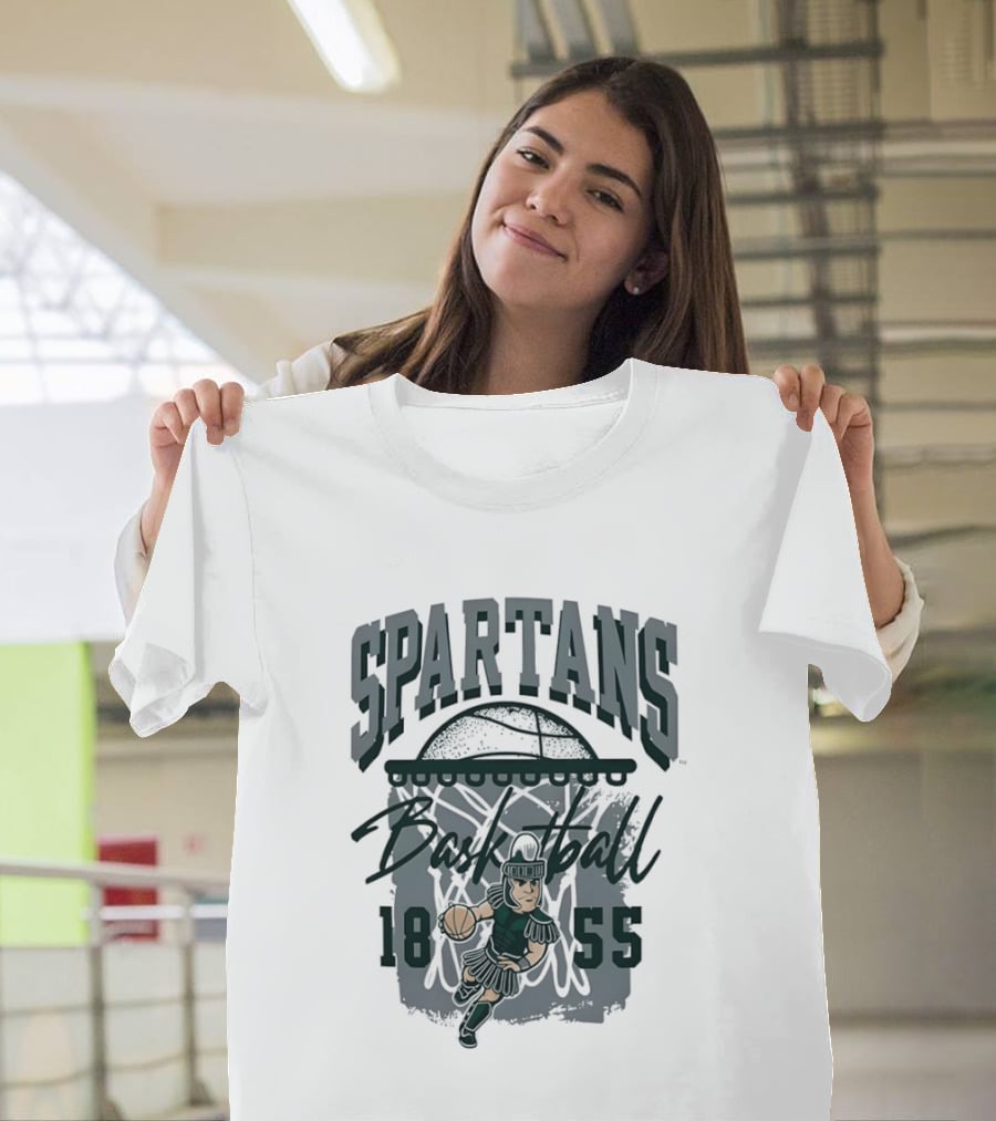 Spartans Basketball 1855 Character Slam Dunk T-Shirt
