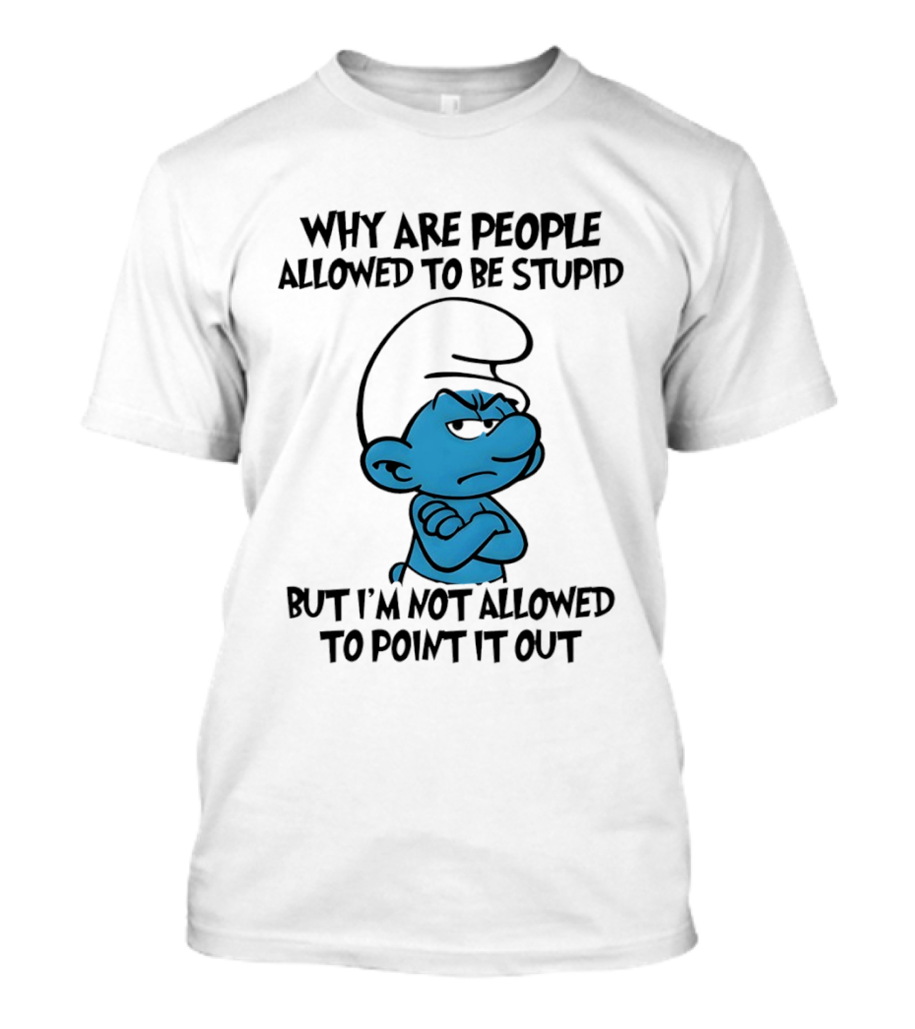 Smurfs Grumpy Character Why Are People Allowed To Be Stupid But I'm Not Allowed To Point It Out T-Shirt