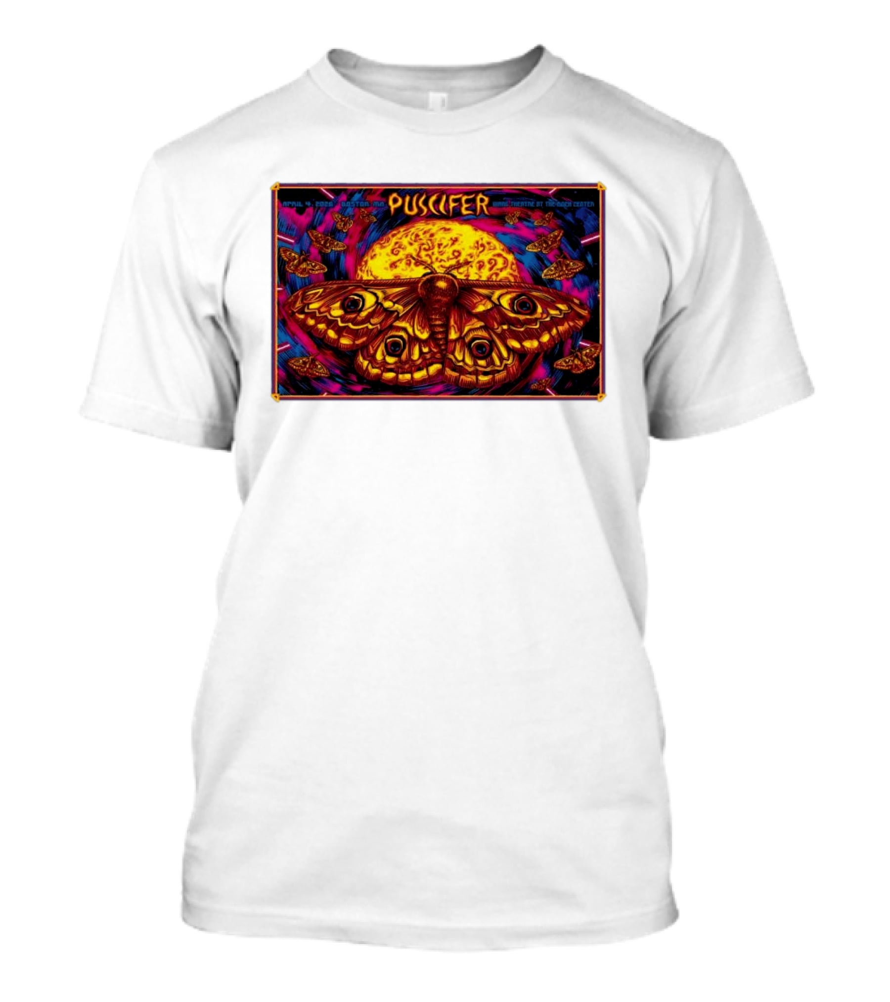 Puscifer Boston MA April 4 2026 Wang Theatre Neon Moth T-Shirt