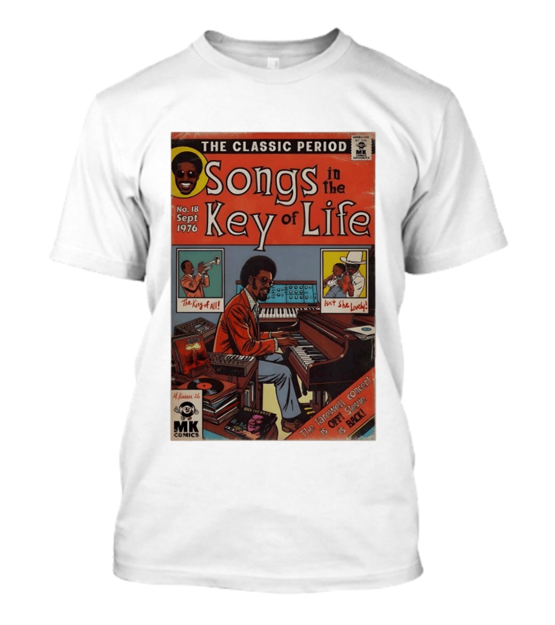 The Classic Period Songs In The Key Of Life Sept 1976 Comic Style Music Legend Iconography T-Shirt