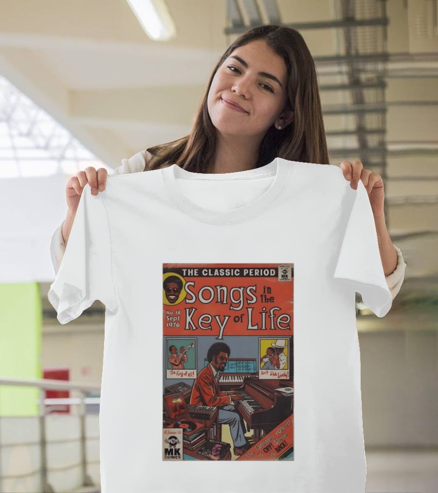 The Classic Period Songs In The Key Of Life Sept 1976 Comic Style Music Legend Iconography T-Shirt