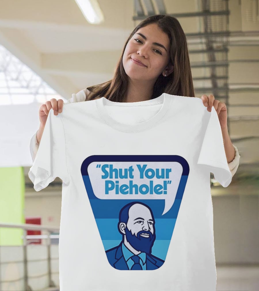 Shut Your Piehole Speech Bubble Blue Suit Beard T-Shirt