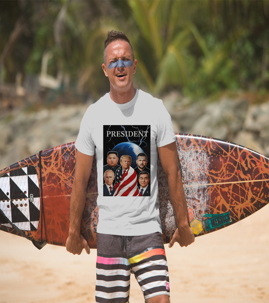 Presidents Trump Putin Zelenskyy Kim Jong Un Xi Jinping Global Leaders Earth Lightning T-Shirt