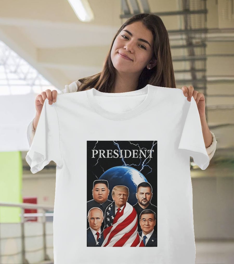 Presidents Trump Putin Zelenskyy Kim Jong Un Xi Jinping Global Leaders Earth Lightning T-Shirt