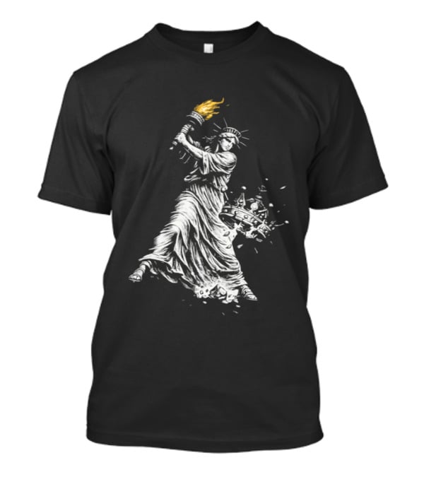 Statue Of Liberty Holding Torch Democracy No Kings Anti Trump T-Shirt