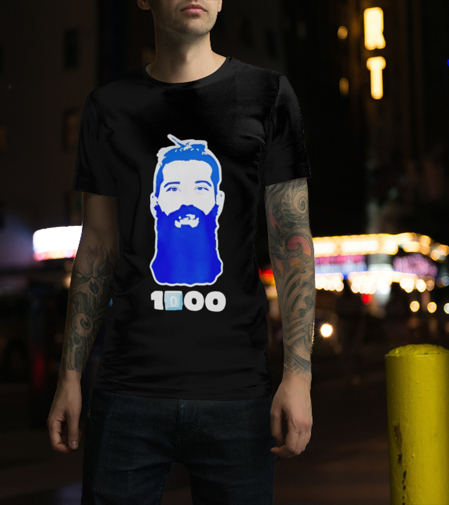 Colorado Avalanche 1000th Milestone Burnzie Blue Beard T-Shirt