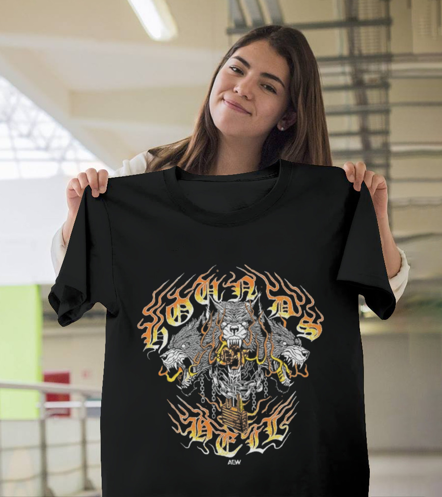 Hounds Of Hell Infernal Flames Skeleton Chains Aesthetic T-Shirt