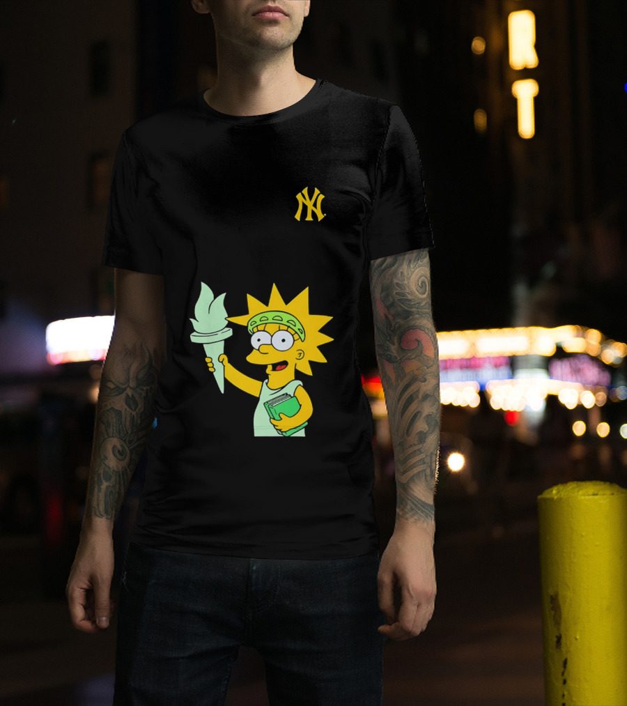 New York Yankees Simpsons Lisa Statue Of Liberty 2026 Iconic Collaboration T-Shirt