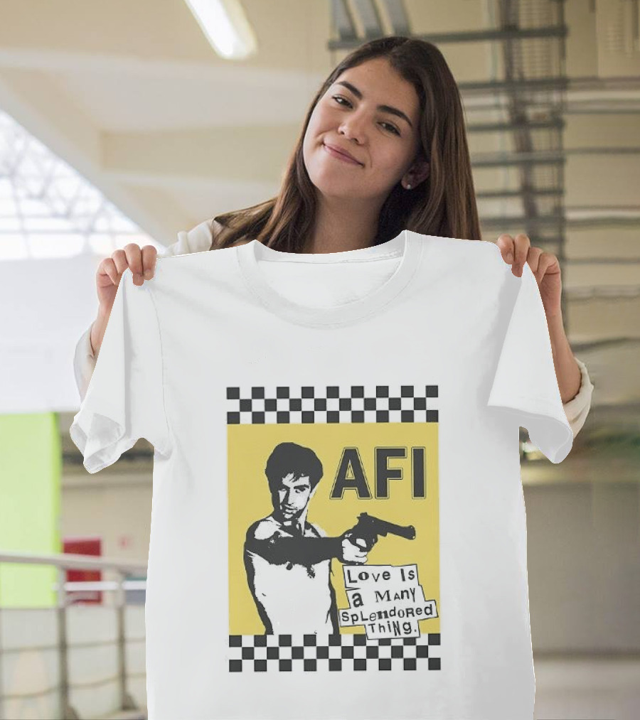 AFI Love Is a Many Splendored Thing Gun Silhouette Checkerboard T-Shirt