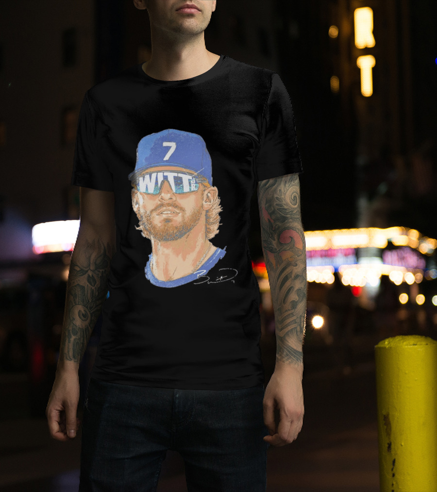 Bobby Witt Jr Kansas City Royals Sunglasses Blue Cap Number 7 T-Shirt