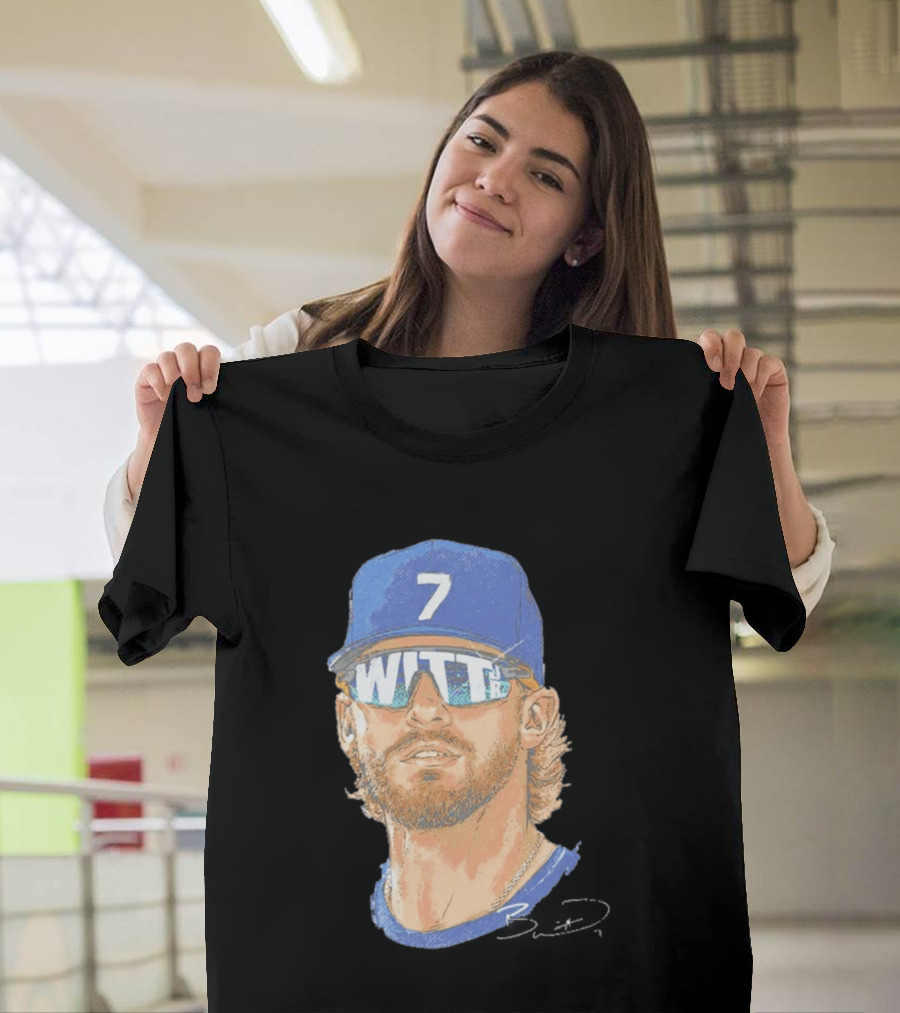 Bobby Witt Jr Kansas City Royals Sunglasses Blue Cap Number 7 T-Shirt