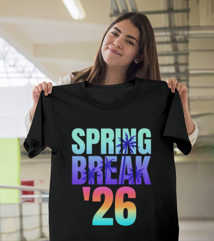 Spring Break '26 Sunset Palm Trees Ocean Vibes T-Shirt