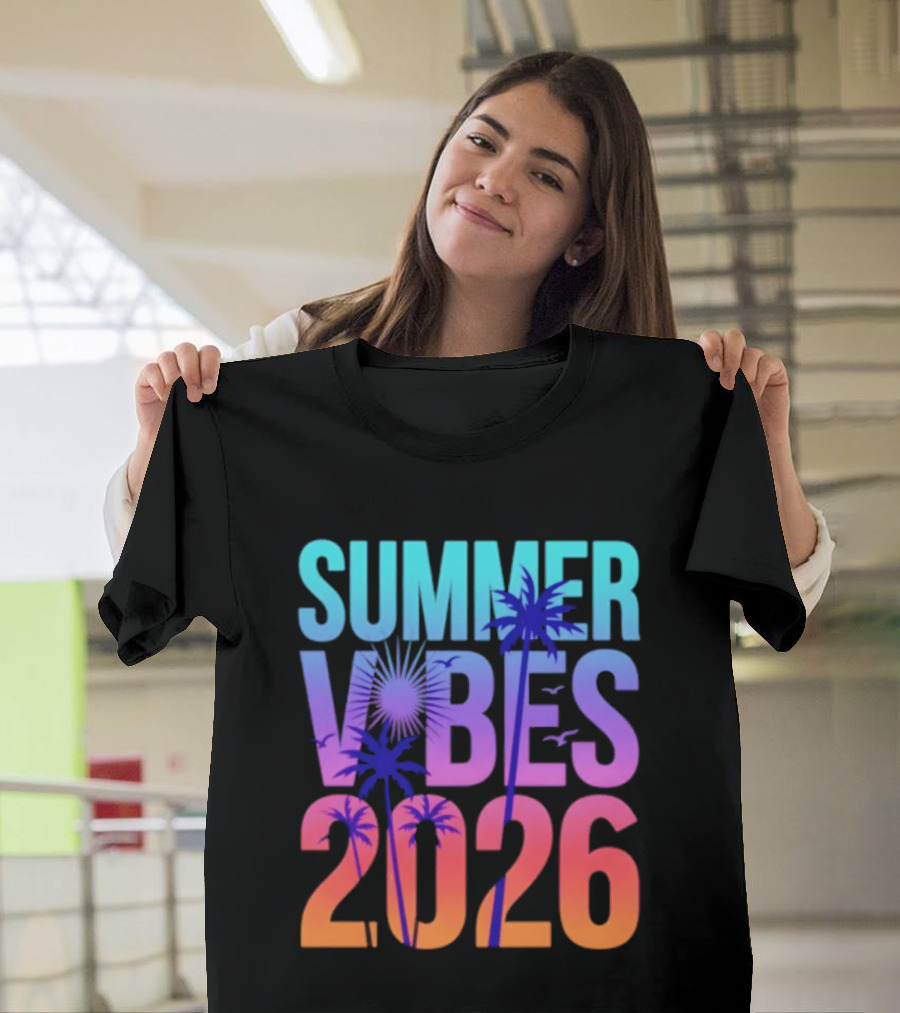 Summer Vibes 2026 Sunset Palm Trees and Tropical T-Shirt