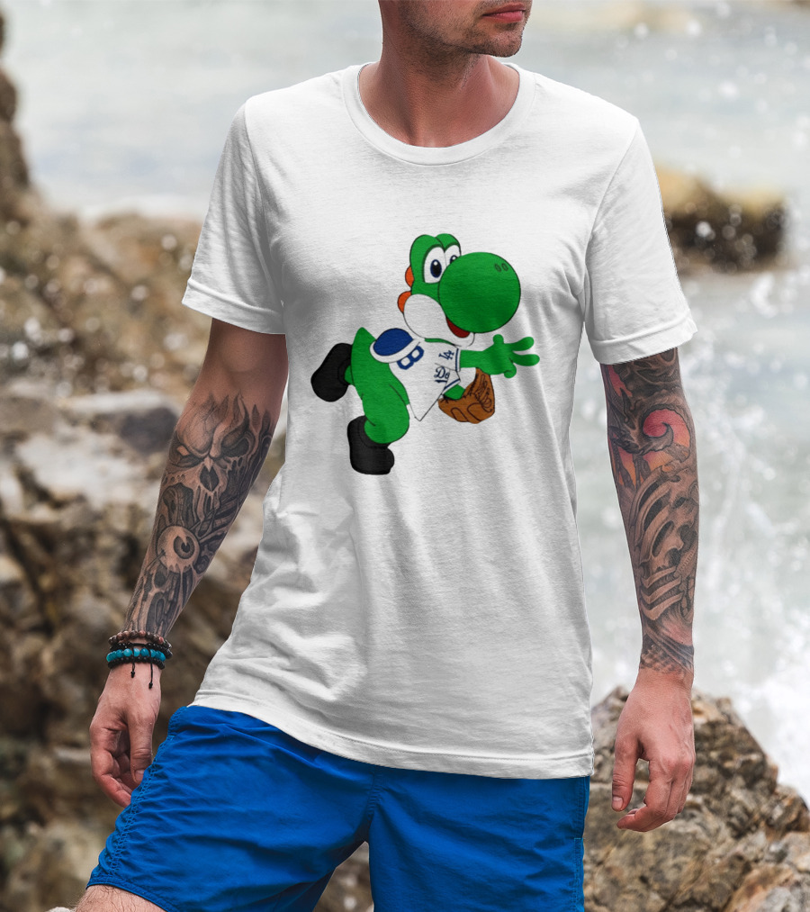 Los Angeles Dodgers Green Dinosaur Cartoon Character Toddler Staple T-Shirt