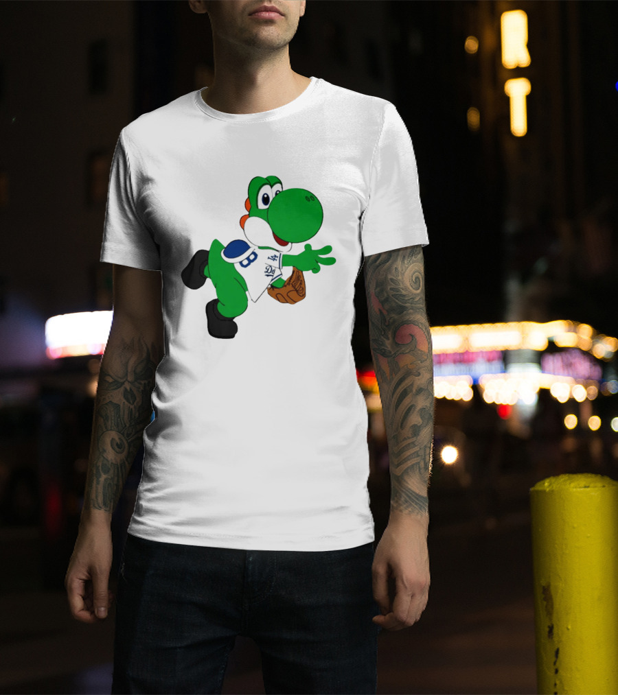 Los Angeles Dodgers Green Dinosaur Cartoon Character Toddler Staple T-Shirt