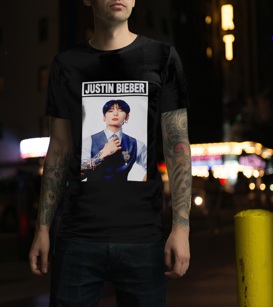 Justin Bieber Jungkook Wearing Suit Tattoo T-Shirt