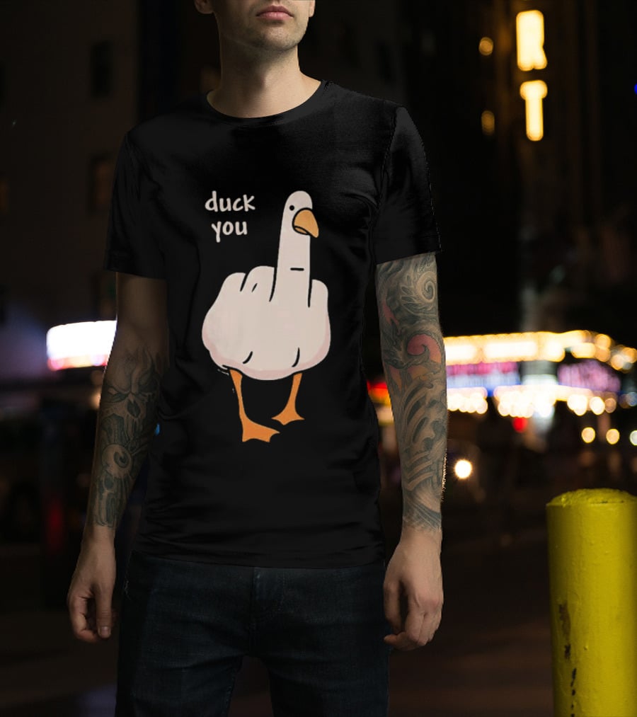 Duck You Middle Finger Duck Cartoon T-Shirt