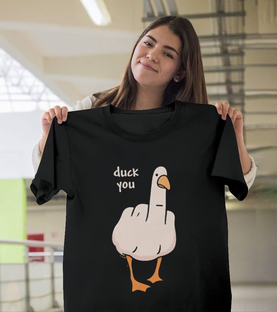 Duck You Middle Finger Duck Cartoon T-Shirt