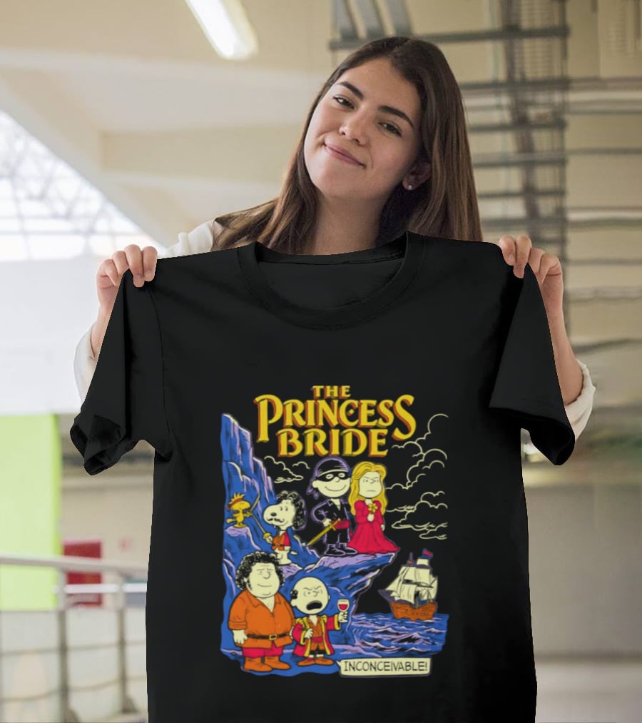 The Princess Bride Peanuts Crossover Featuring Iconic Cartoon Characters T-Shirt