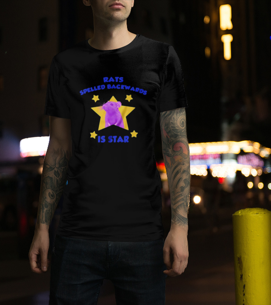 Rats Spelled Backwards Is Star Purple Mouse Yellow Stars T-Shirt