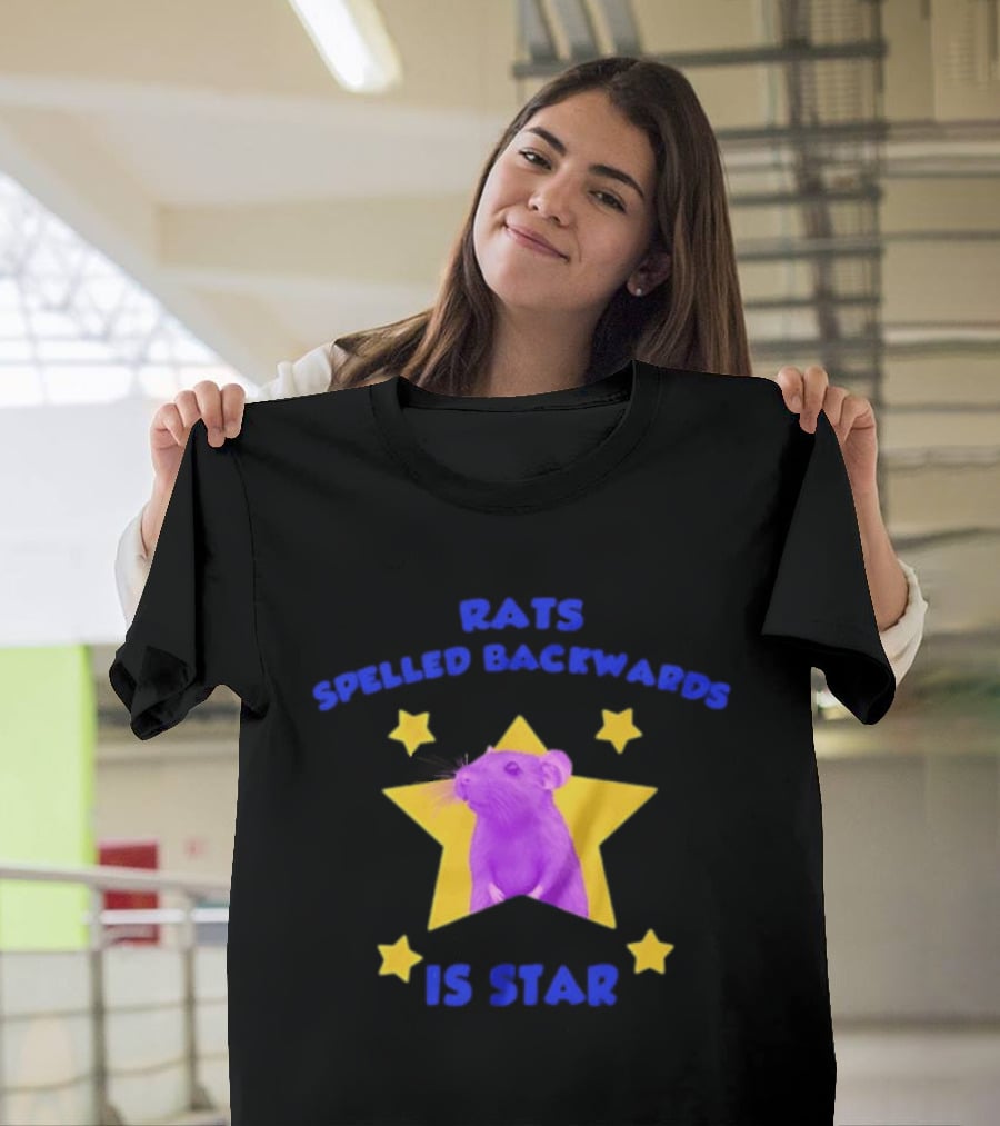 Rats Spelled Backwards Is Star Purple Mouse Yellow Stars T-Shirt