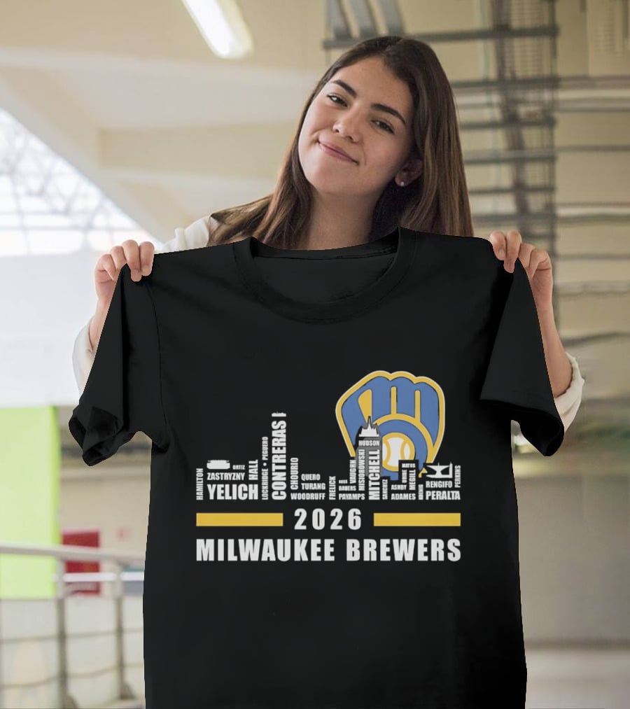 Milwaukee Brewers 2026 City Skyline Yelich Baseball Team Players T-Shirt