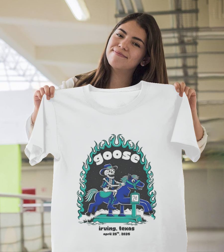 Goose Irving Texas April 25 2026 Tour Cowboy And Horse Neon Flames T-Shirt