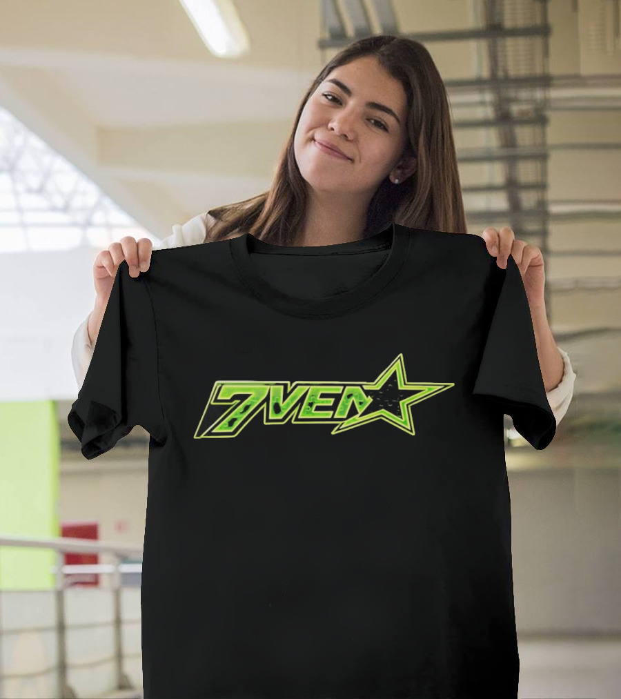 7Ven Star Neon Green Black Bold Lettering T-Shirt