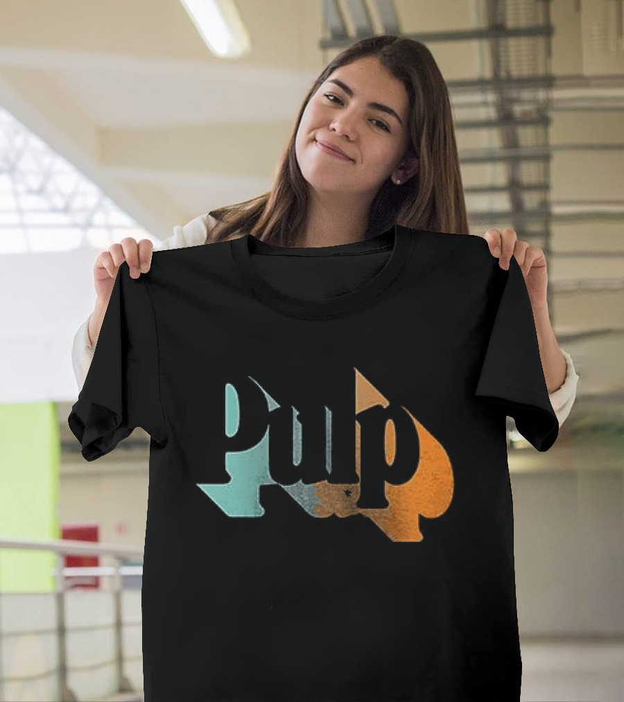 Here Comes More Pulp Dates Retro Style Text In Blue And Orange T-Shirt