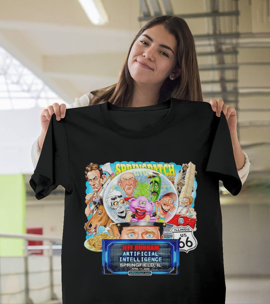 Jeff Dunham Artificial Intelligence Tour Springfield IL Illinois US 66 Characters T-Shirt