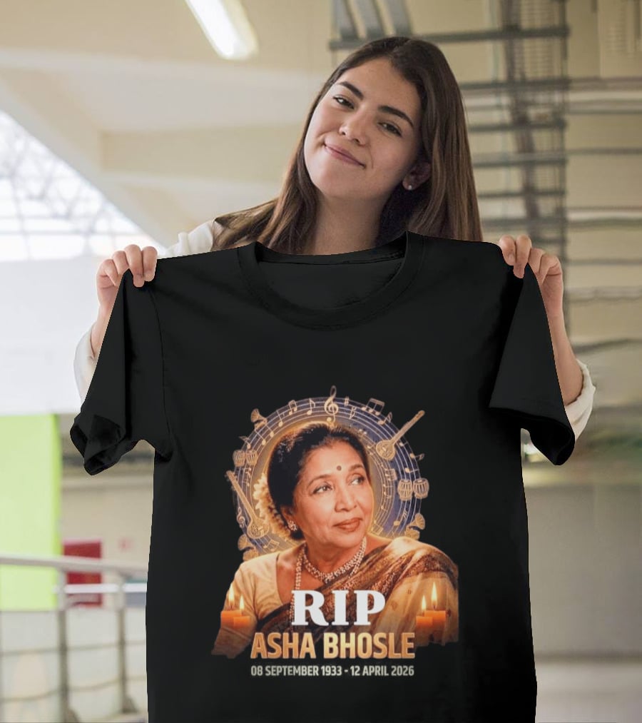 RIP Asha Bhosle Musical Tribute Candles 08 September 1933 12 April 2026 T-Shirt