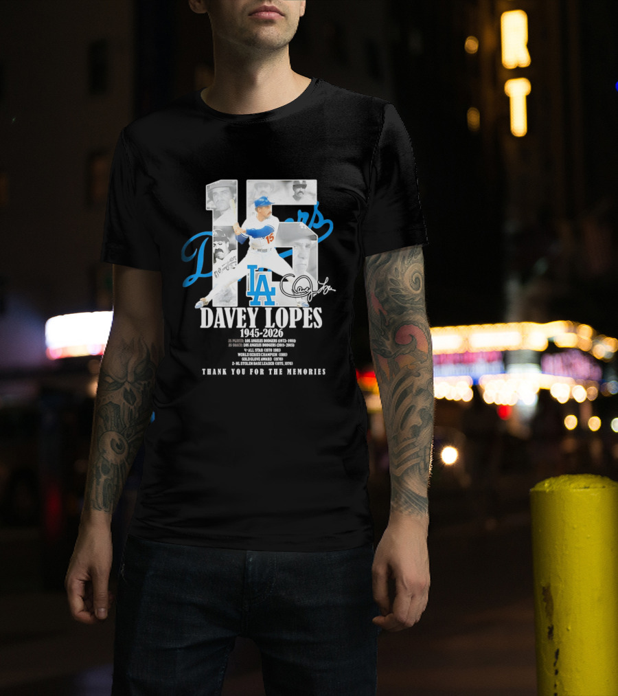 Davey Lopes Los Angeles Dodgers 15 1945 2026 Thank You White Blue T-Shirt