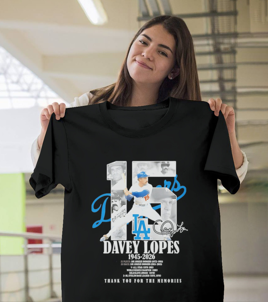 Davey Lopes Los Angeles Dodgers 15 1945 2026 Thank You White Blue T-Shirt