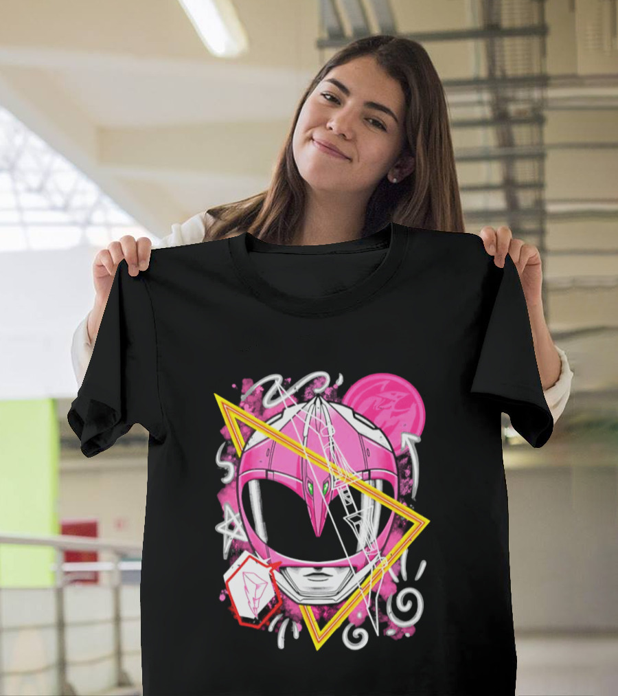 Mighty Morphin Power Rangers Pink Ranger Helmet Iconography T-Shirt