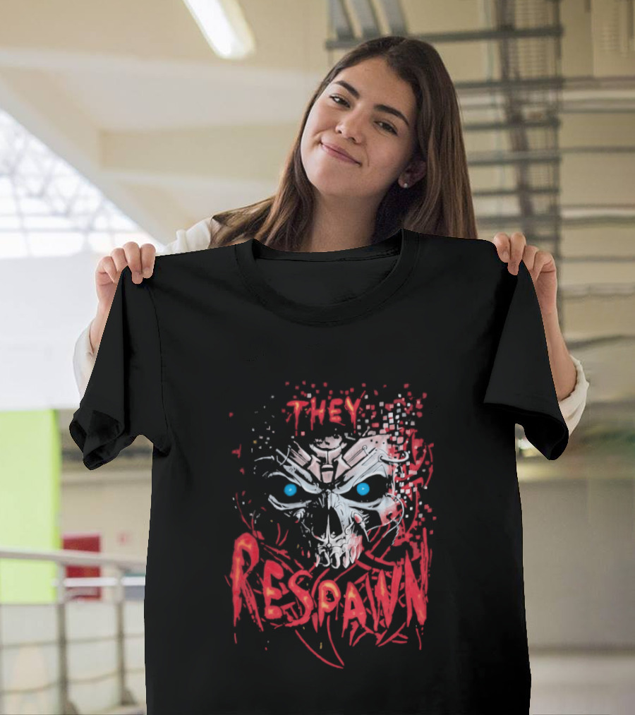 They Respawn Skull Blue Eyes Graffiti T-Shirt