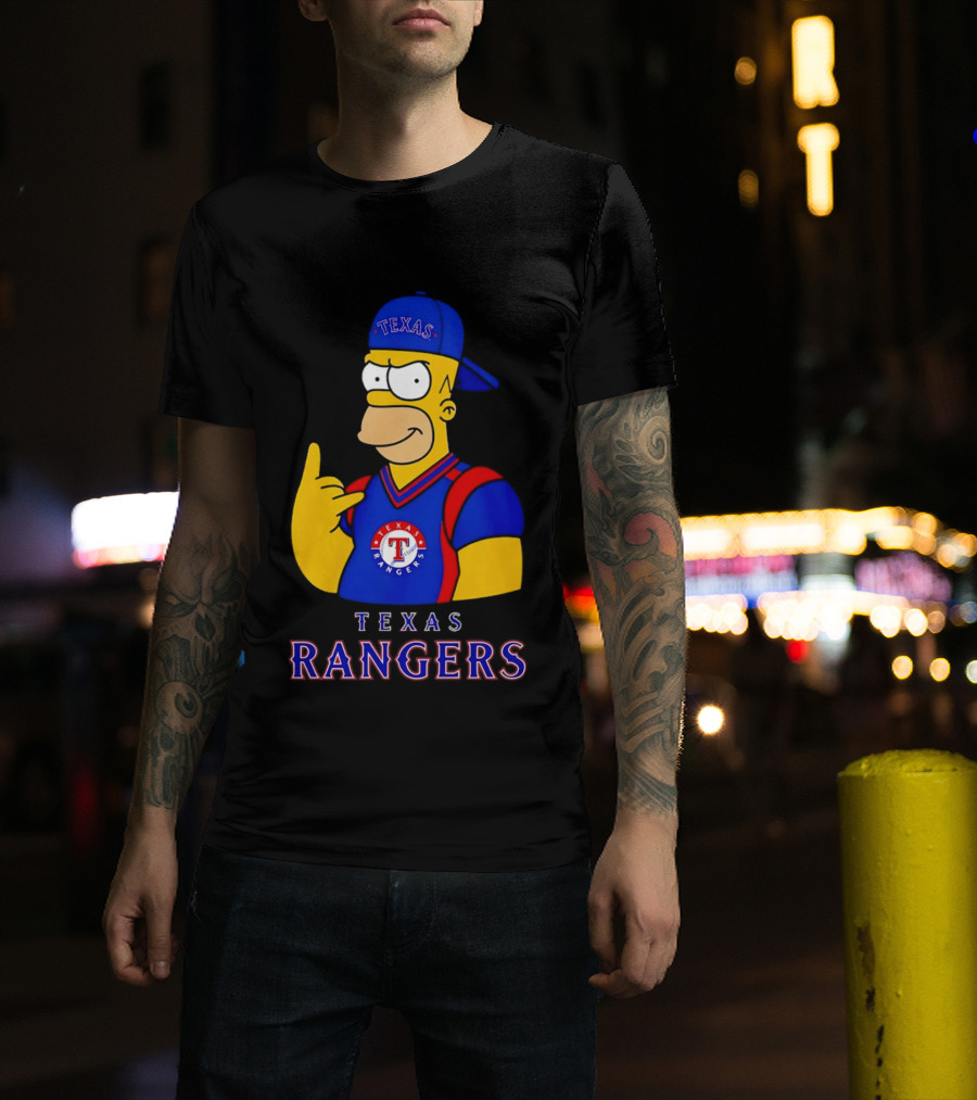 The Simpsons Texas Rangers Rock Hand Homer T-Shirt