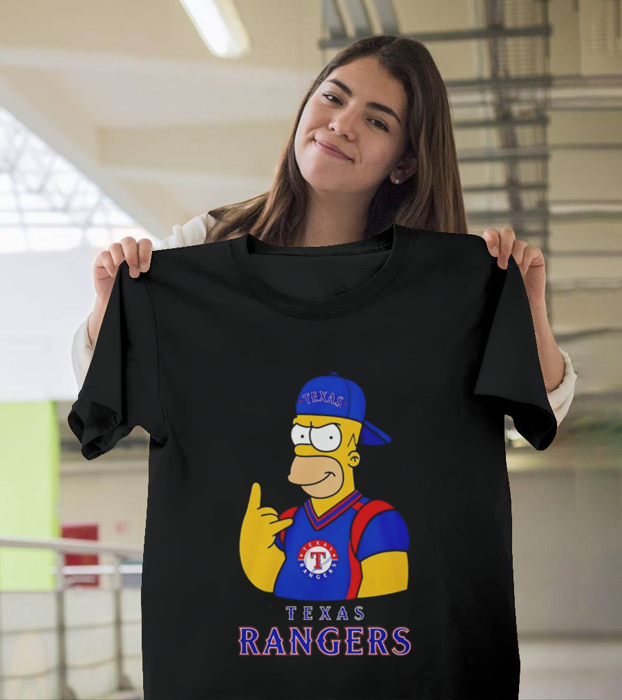The Simpsons Texas Rangers Rock Hand Homer T-Shirt