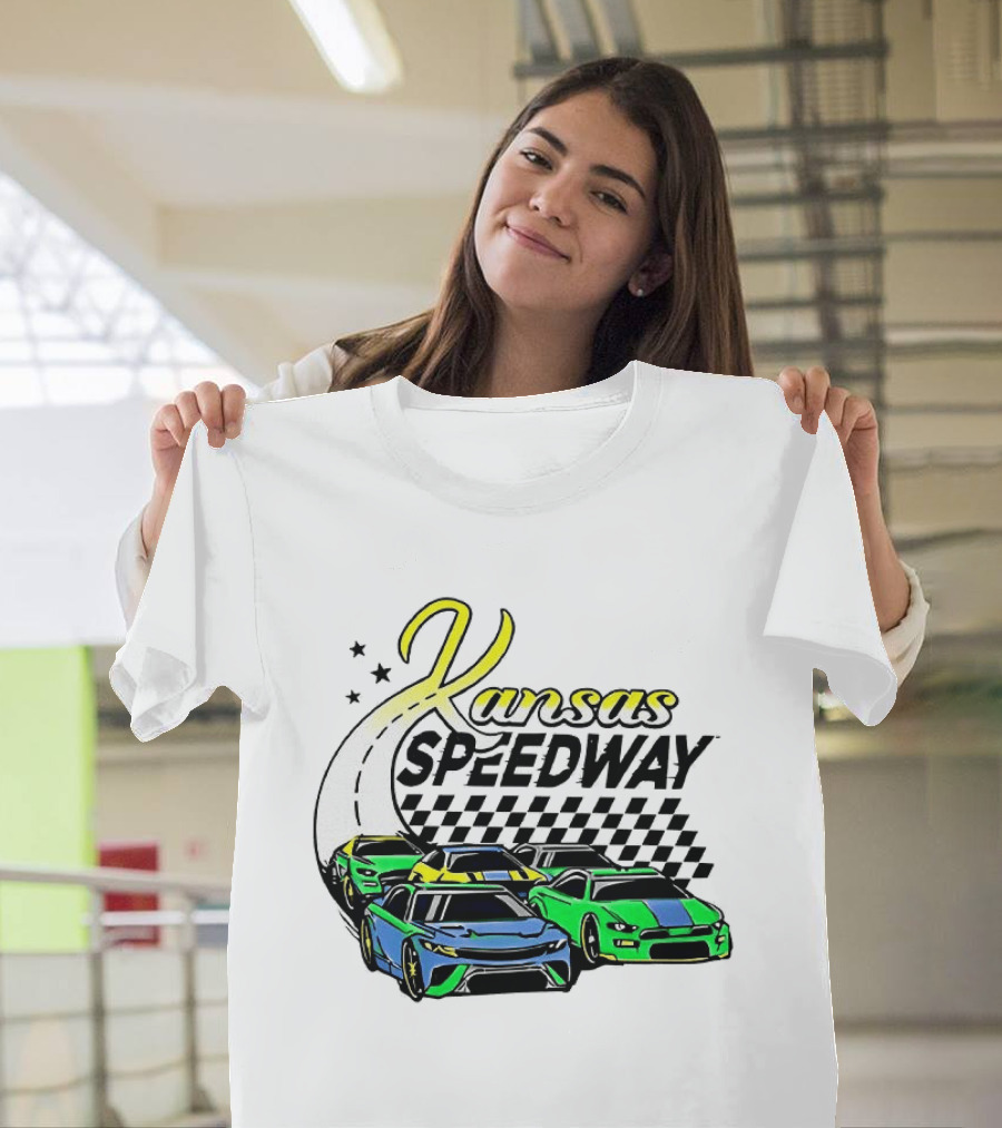Kansas Speedway Racing Fast Cars And Checkered Flags T-Shirt