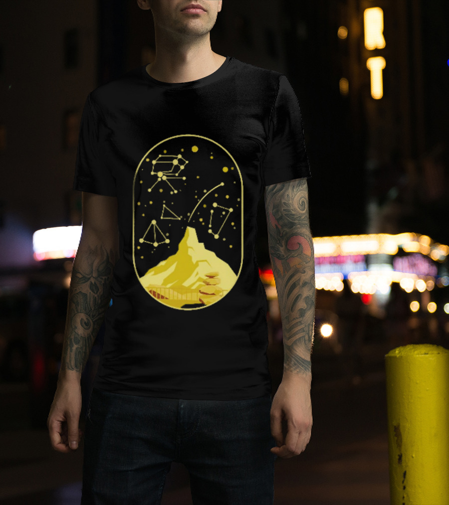 Cairn Minimalist Mountain Constellation Starry Sky T-Shirt