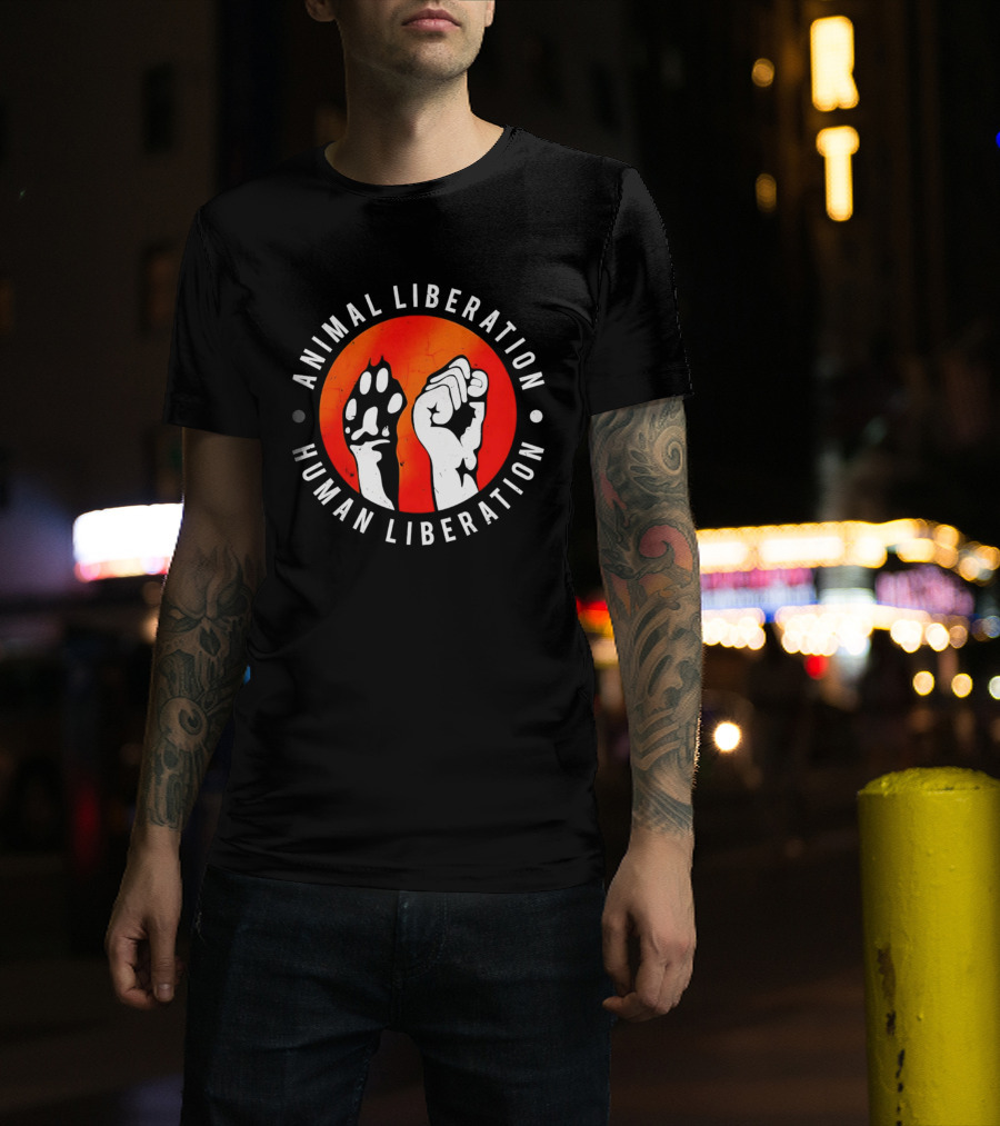 Animal Liberation Human Liberation Paw And Hand Raise T-Shirt
