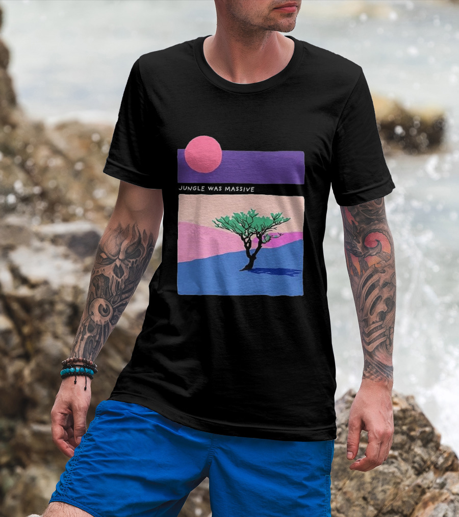 Jungle Was Massive Tree Vintage Sunset Aesthetic Nature Scene T-Shirt