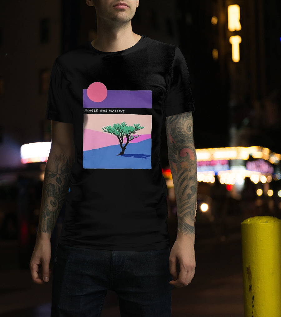 Jungle Was Massive Tree Vintage Sunset Aesthetic Nature Scene T-Shirt