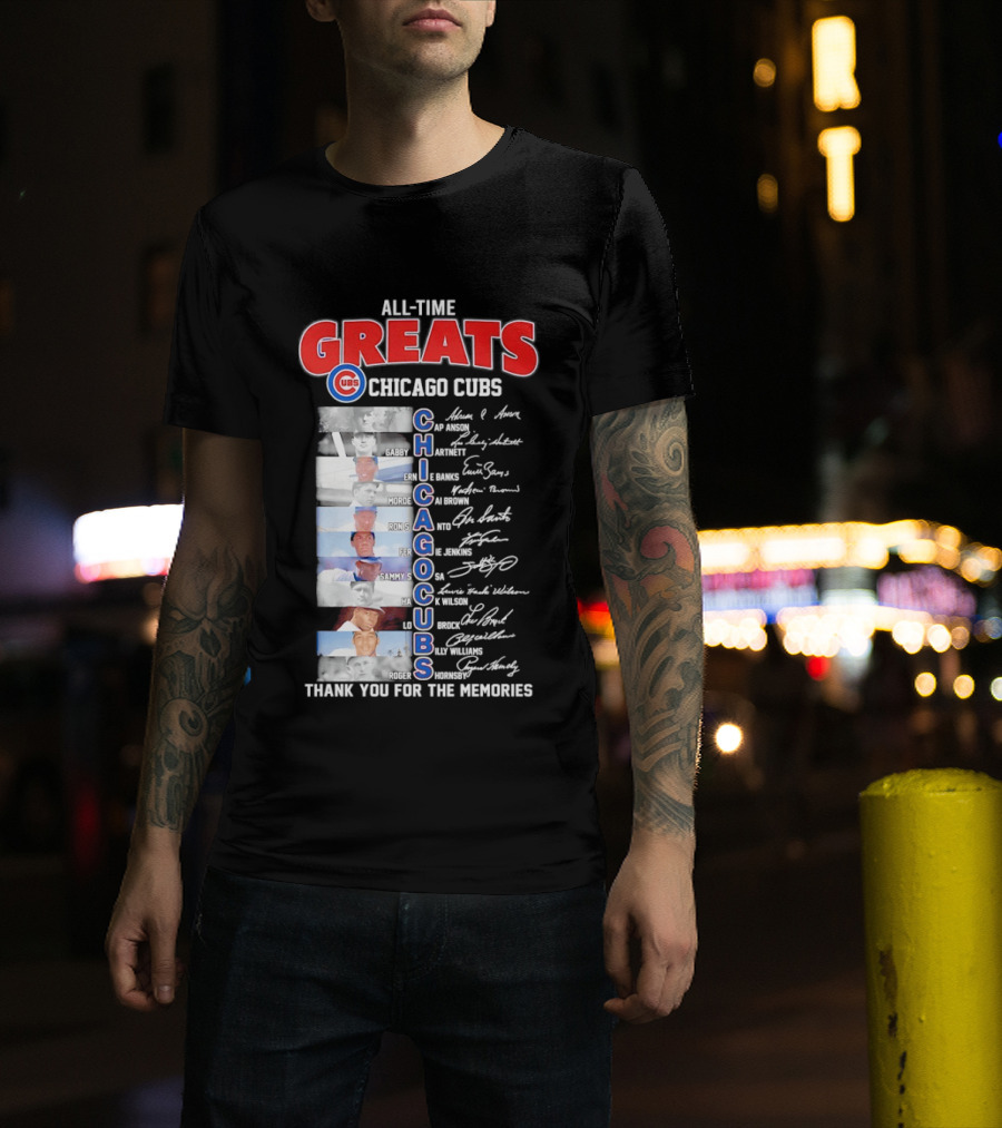 Chicago Cubs All Time Greats Legends And Signatures Thank You For The Memories T-Shirt