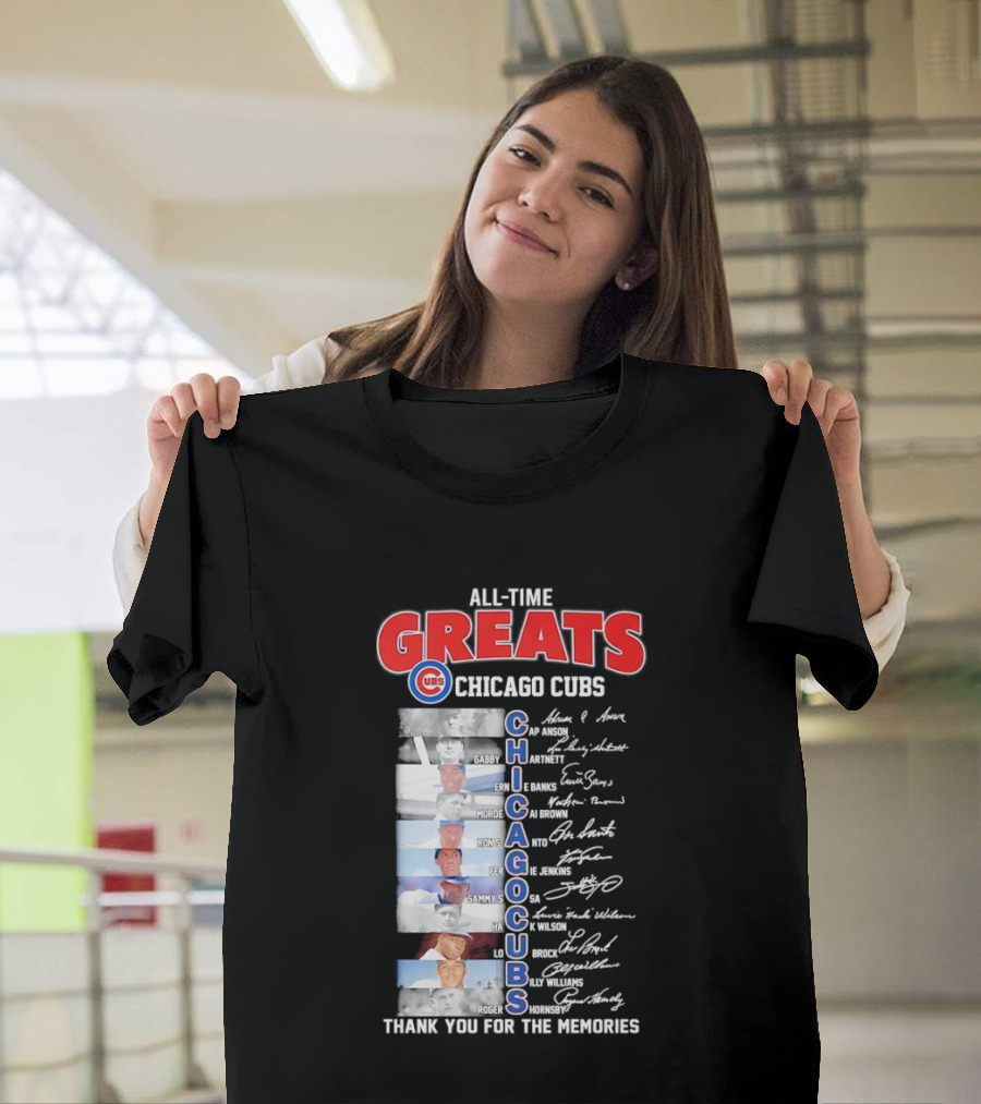 Chicago Cubs All Time Greats Legends And Signatures Thank You For The Memories T-Shirt