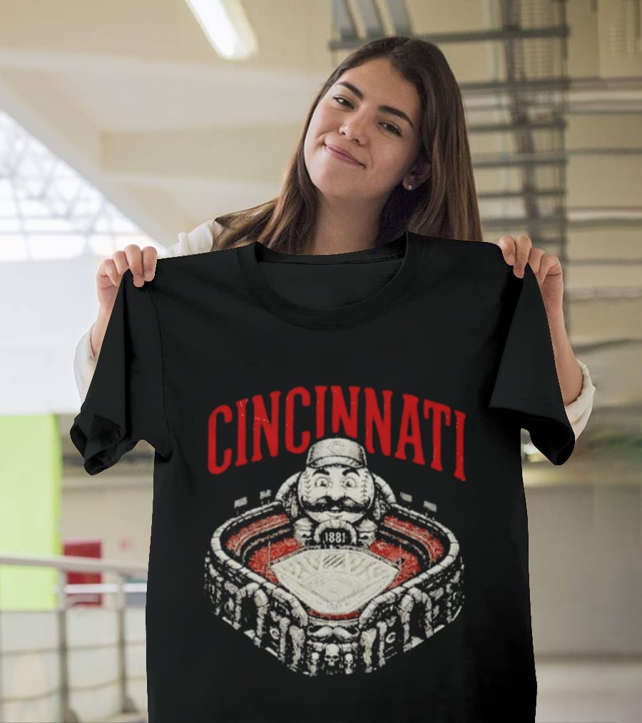 Cincinnati Reds Stadium 1881 Mascot Mashup T-Shirt