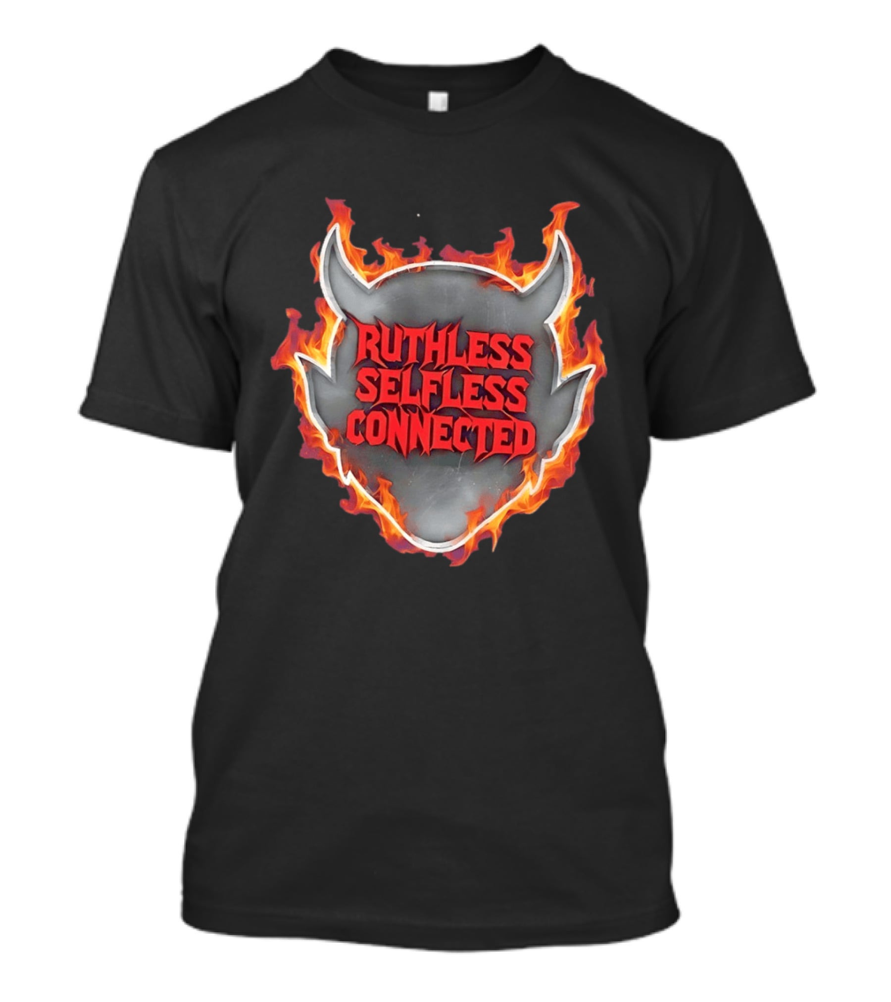 Ruthless Selfless Connected Demon Head Flames T-Shirt